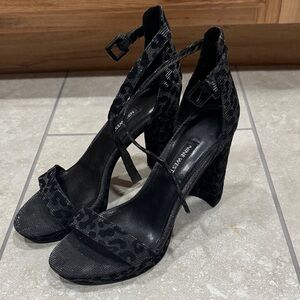 Nine West Black Animal Print Heels
